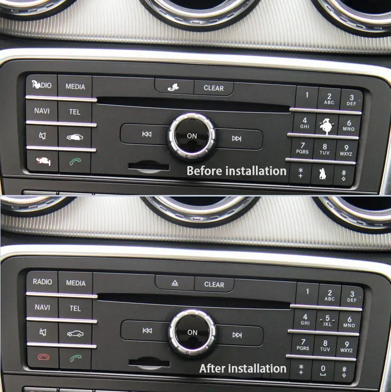 자동차 중앙 제어 CD 패널 온 단추 장식 패치 트림 스티커, 메르세데스 벤츠 GLA 200 CLA 220 GLE 350 CLS 액세서리