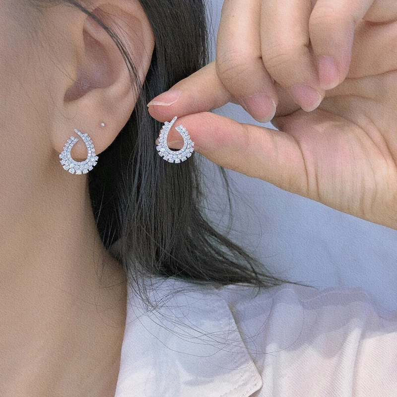 Aazuo 18K Solid White Gold Real Diamond 0.9ct Big WaterDrop Stud Earring Gifted For Women Wedding Birthday Party Upscale Jewelry