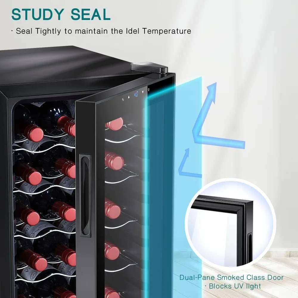 18 Bottle Compressor Wine Cooler Refrigerator,Small Freestanding Wine Fridge,40-66F Digital Temperature Control Glass Door 5