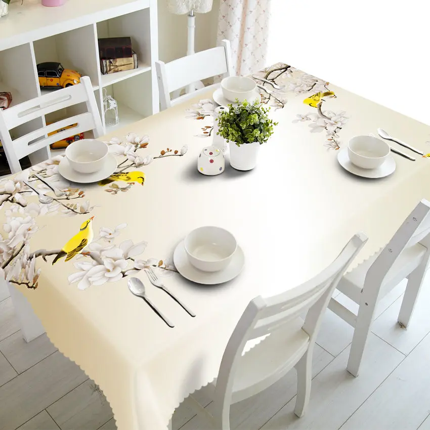 

European Style 3D Tablecloth Flower Pattern Household Kitchen Dinning Party Outdoor Picnic Washable Rectangular Tablecloth