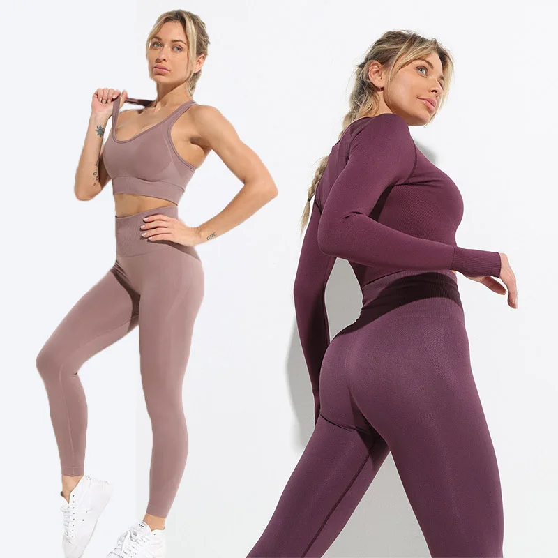 2/3/4 Pcs Seamless Yoga Set Workout Clothes For Women Sportswear Gym Outfits  Sport Suit Fitness Clothing Leggings