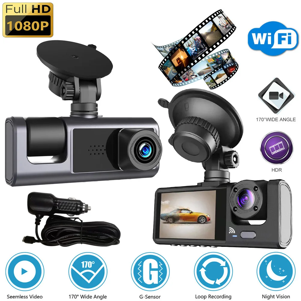 2 Lens Car Video Recorder HD 1080P Dash Cam with WIFI Car Black Box avto dvr IPS Camera Recorder Night Vision Loop Recording DVR car dvr