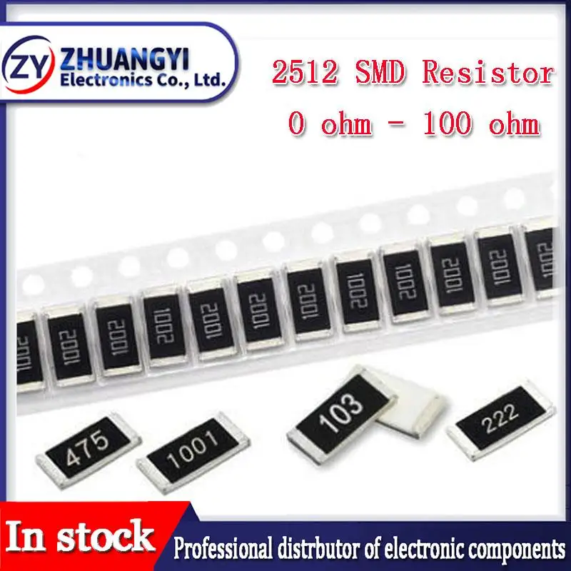 50pcs 2512 Smd Chip Fixed Resistor 1 1w 0.1r 0.01r 0.05r 0.001r 0.33r