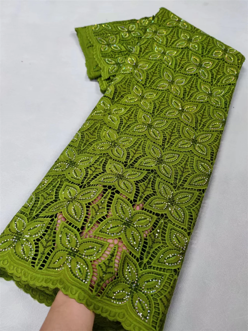 African Lace Fabric chiffon Swiss Voile Lace With Stones Nigerian Tulle Sequined Dubai Style 5Yards