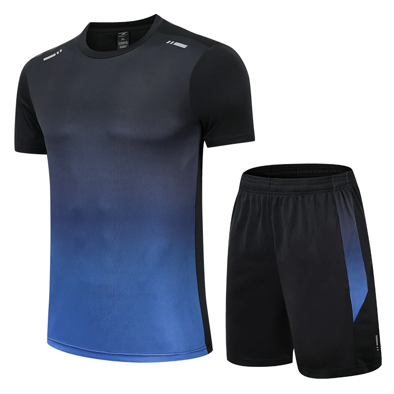 Completo Sportivo Estivo da Uomo: T-shirt a Maniche Corte con Sfumature ad Asciugatura Rapida e Pantaloncini per Allenamento, Basket e Corsa - immagine 6