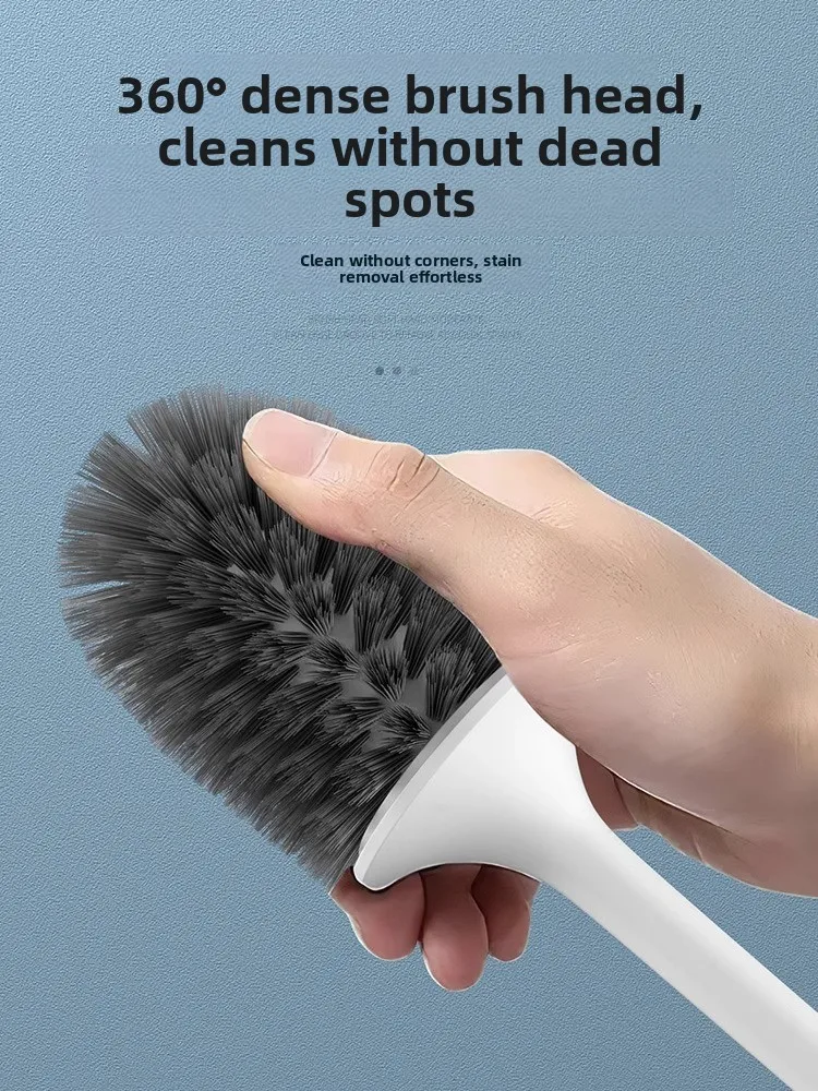 Home Toilet Bru Set with Base Long Handle Hanging Sle No Dead Angle Cleaning for Batoom Toilet Durable Plastic Bru