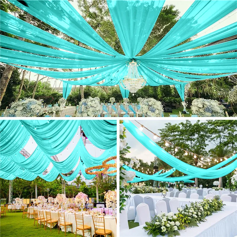 Party Ceiling Drapes Flat Fabric Long Arch Draping for Outdoor Event Wedding Hall Ceremony Reception Swag Church Stage DIY Decor