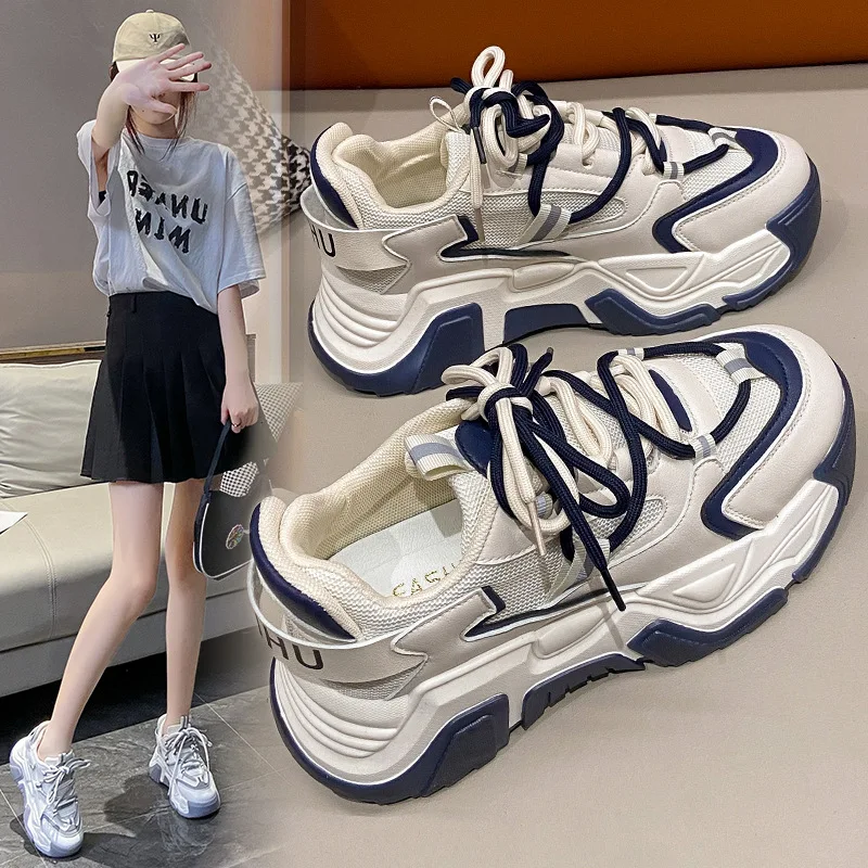 Lace up Wedge Platform Shoes For Women Casual Chunky Sneakers Female Fashion Warm Walking Shoes Trainers Dad Shoes Woman 2023