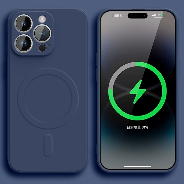 thumbnail image 1 of Original Liquid Silicone For Magsafe Wireless Charge Magnetic Case for iPhone 15 14 Plus 13 12 11 Pro X XR XS Max 7 8 Soft Cover, 1 of 5