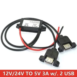 Universal Step Down Voltage Power Adapter with Reverse Protection and Type - C USB Port (Dual USB with ear)