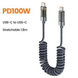 Toocki Transparent 100W USB-C to USB-C Fast Charging Cable for 1.8m (100W Gray)