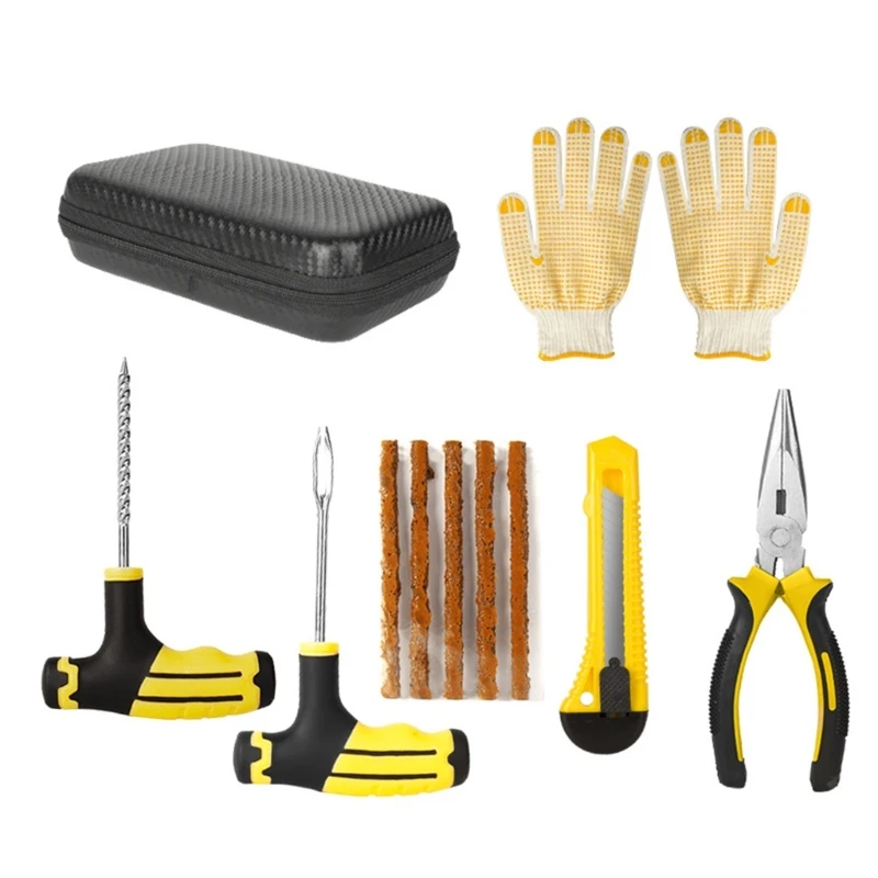 

Car Tire Repair Tools Rubber Strips Tubeless Tyre Puncture Studding Plug Set