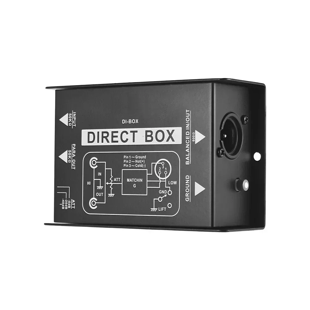 Single Channel Passive DI-Box Direct Injection Audio Box Signal Converter XLR TRS Interfaces audio interface