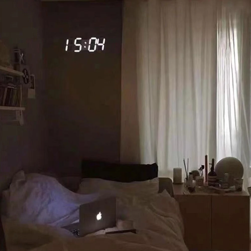3D LED Digital Clock 12/24H Time Display Colorful Clock 6