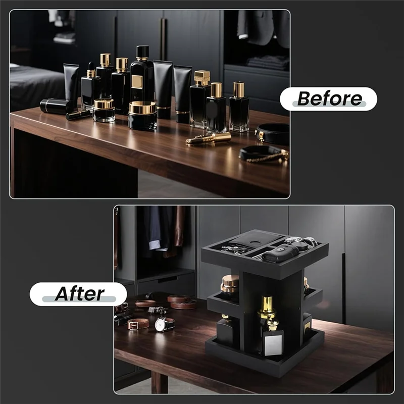 Hot Trend-For Men's Cologne Organizer 3 Tier Large Capacity Wood Perfume Gift 4