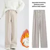 Maternity Fleece-Lined Warm Outerwear Pants For Pregnant Women Plus Size Non-Hiding Straight-Leg Design For Autumn Winter 1