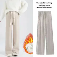 Maternity Fleece-Lined Warm Outerwear Pants For Pregnant Women Plus Size Non-Hiding Straight-Leg Design For Autumn Winter 1