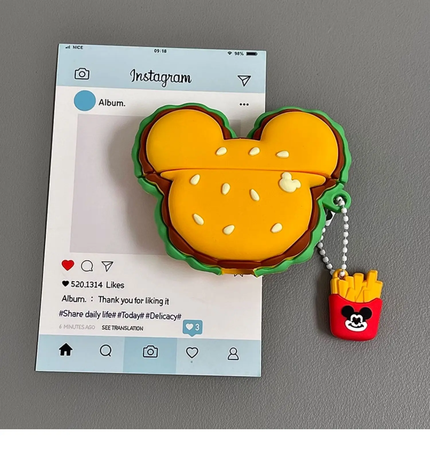 For Airpods Pro Pro Mickey Burger Silicone Earphone