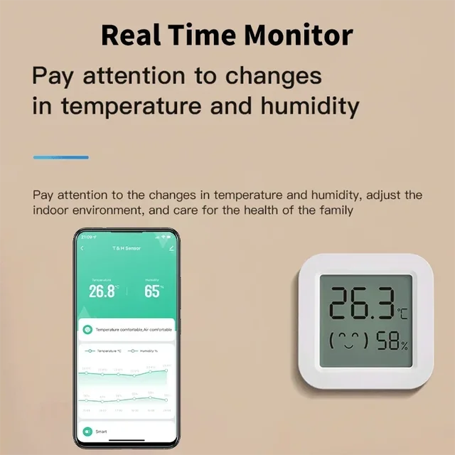 Tuya Zigbee3.0 Smart Home Temperature Humidity Sensor with BackLight LCD Works With Google Assistant and Need Tuya Zigbee Hub 4