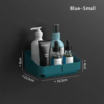 ห้องน้ําห้องครัวความสะดวกสบายชั้นวางแต่งหน้าOrganizerเครื่องสําอางแชมพูRackชั้นวางของผนังเครื่องเทศไม่มีการเจาะ 16