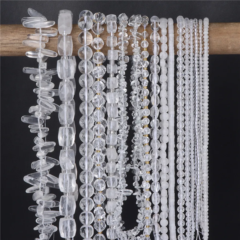 

Wholesale Natural Stone Clear Quartz Crystals Beads Faceted Smooth Irregular Loose Bead For Jewelry Making Charm Accessories DIY