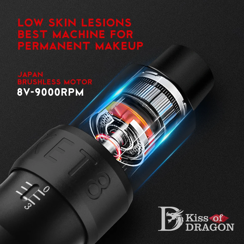 Tattoo Pen Tattoo Supplies Kiss Of Dragon Professional Rotary Tattoo Pen Quiet Gun Machine Supply With LED Light Permanent Makeup Eyeliner for Tattoo Body