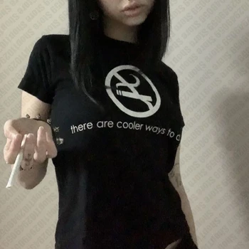 Harajuku Retro Fashion Print Emo Girls 2000s Vintage Short Sleeve Tees Y2k Streetwear Clothing Sexy Women T-Shirt Slim Crop Tops 1
