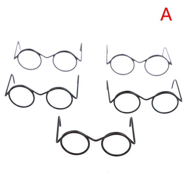 2PCS BlackTop Selling Round Frame Lensless Retro Cool Doll Glasses For BJD Doll 1/6 30cm Doll Accessories 2.5X3.5X1.5cm
