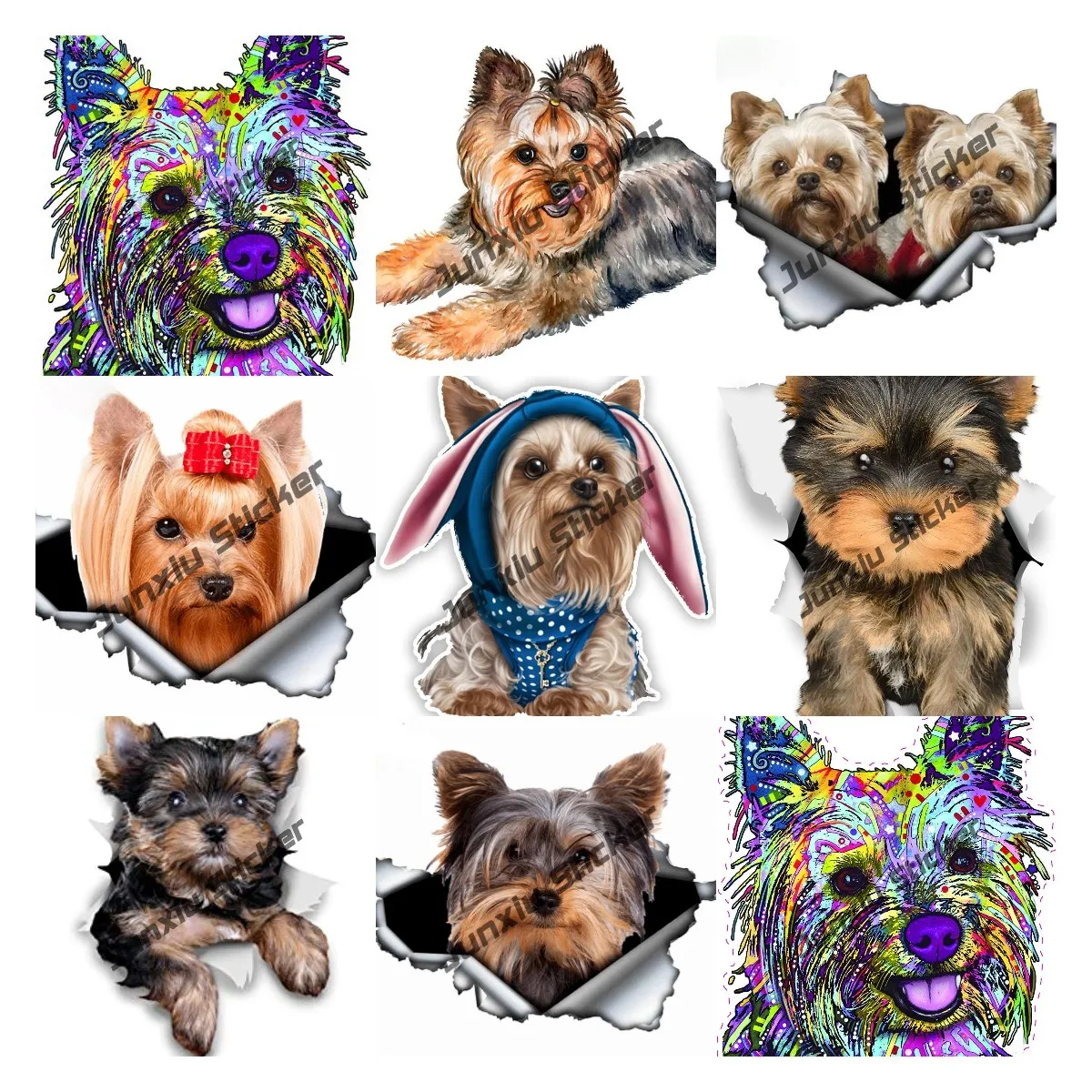 Adesivi Per Cani 3D Cute Yorkshire Terrier Per Wc Da Parete E Altri Adesivi Per Animali Per Cani Yorkshire Terrier Confezionati Al Dettaglio