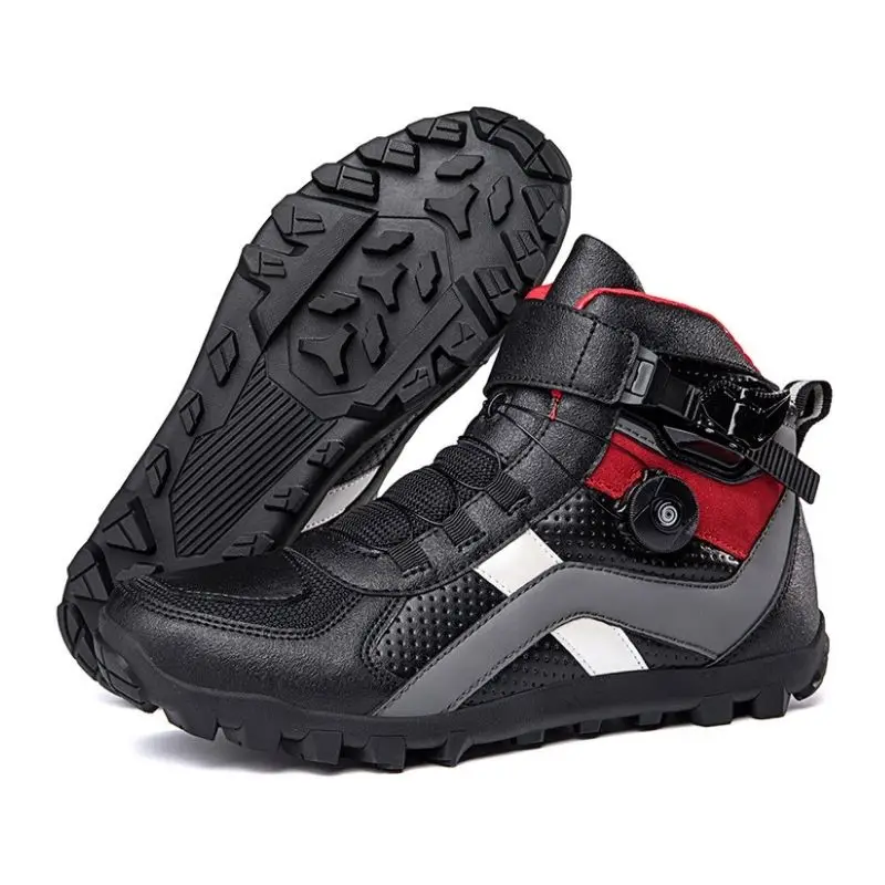 Motorcycle Boots Men Cowhide Leather Motorbike Riding Shoes Anti-slip Rubber Sole Accessories motorcycle shoes,motorcycle boots