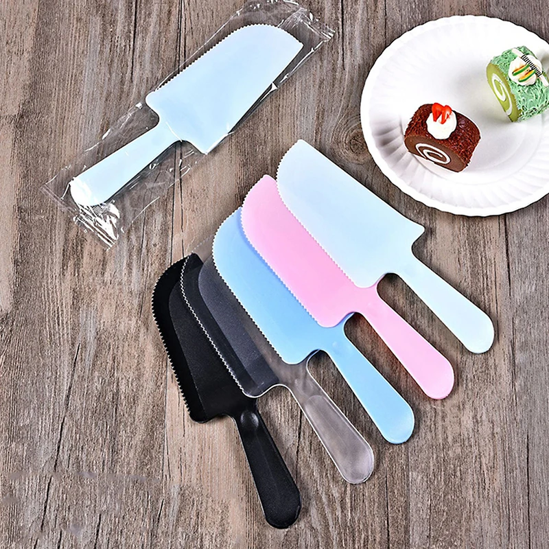 10/50pcs Pizza Cutter Plastic Cake Knife Pie Cutter For Cheese Dessert Cutlery Bakeware Cake Spatula Tool Wedding Slicer Party Tableware
