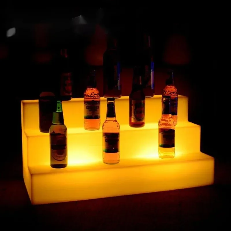 LED Glowing Whiskey Display Rack Nightclub Cocktail Stand with Waterproof Ice Bucket Ideal for Bar Party Accessories