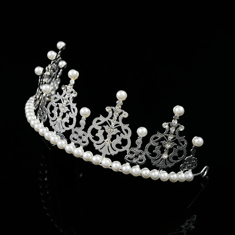 Pearl Crown Half Crown Cake Decoration Flower Ornaments Children's Hair Ornaments 1Pc