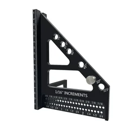 Multi-Angle Woodworking Protractor and Miter Ruler - Premium Aluminum Alloy Construction - 1Pc (Black)