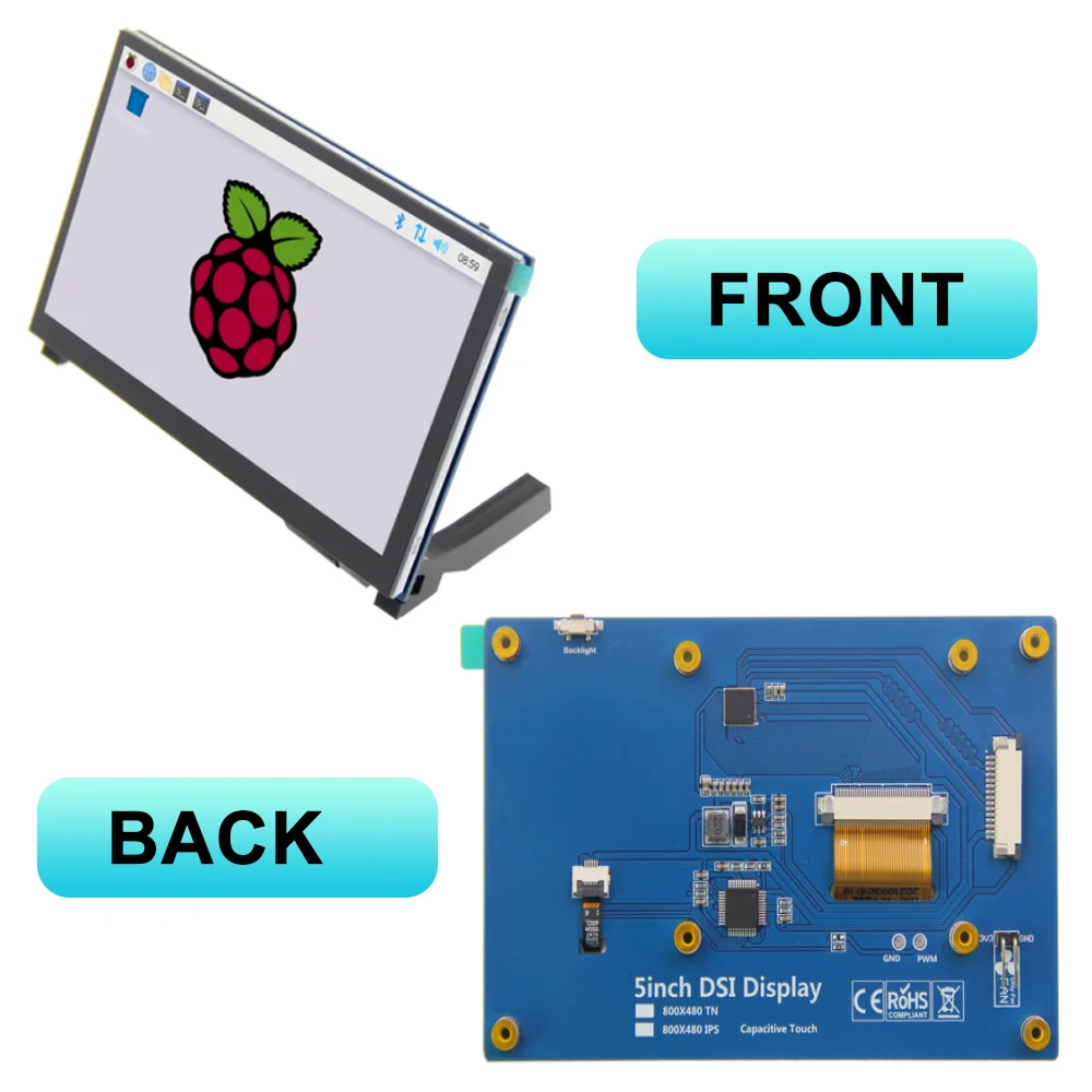 Framboesa pi 4b 3b Mais 3b 3a Mais 2b b Mais Touchscreen Monitor Polegada 800x480 Ips Tela de Toque Capacitivo Cor Dsi Display para o Telefone do Computador Tela Toutch Screen Monitor Monitor Portátil com - Imagem 6