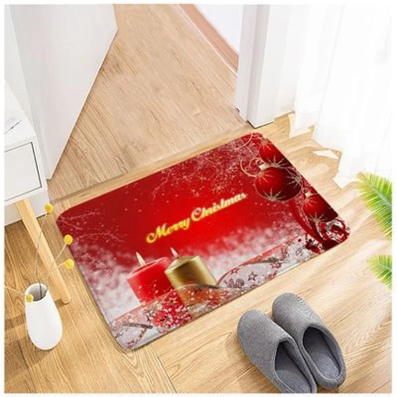 1PS Christmas Floor Mat Polyester Door Mat Kitchen Bathroom Carpet Easy To Clean Non-slip Outdoor Carpet Home Decoration 70%