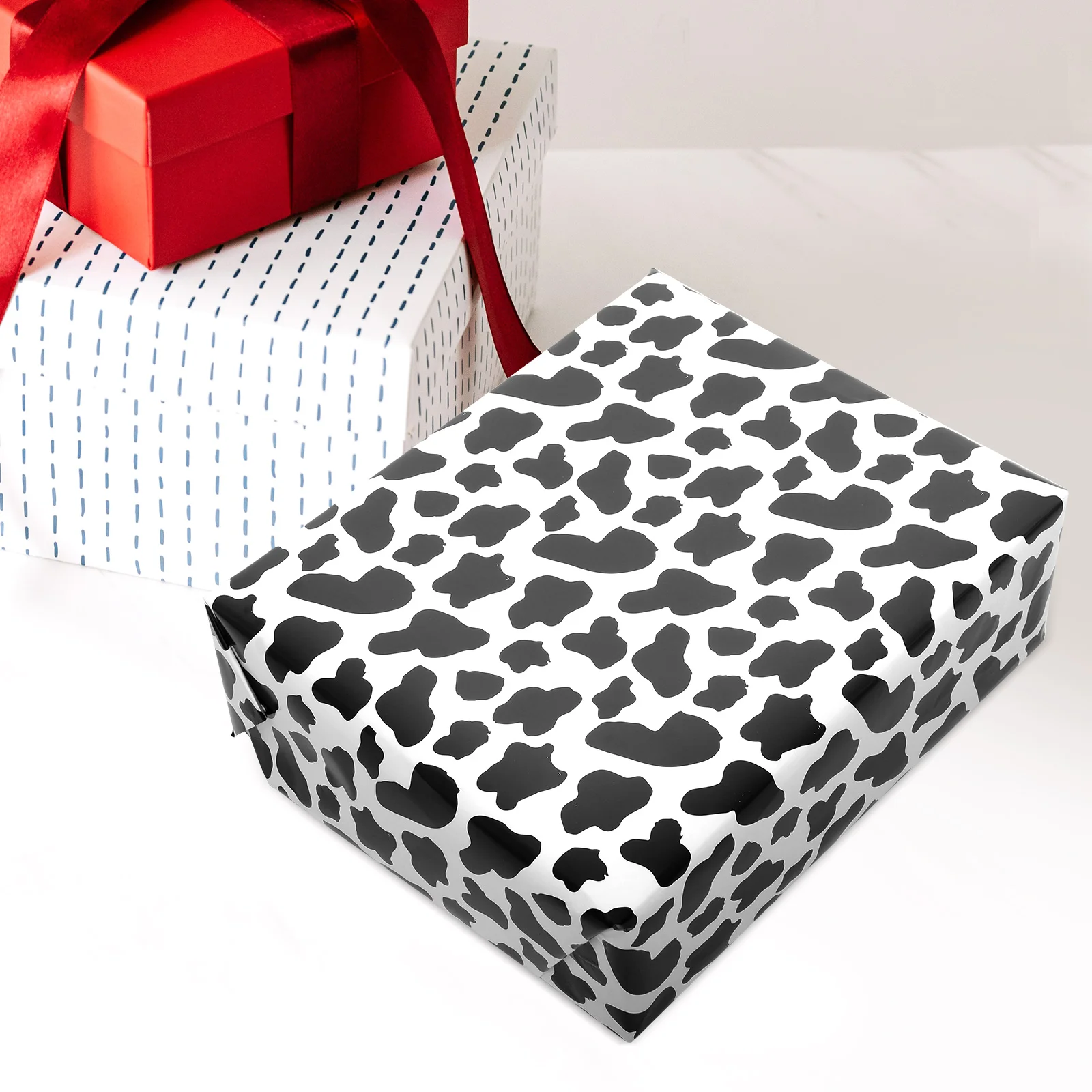 Frcolor 10pcs Cow Print Wrapping Paper Festival Gift Wrapping Paper Multifunctional Packaging Paper, Size: 70X50X0.1CM