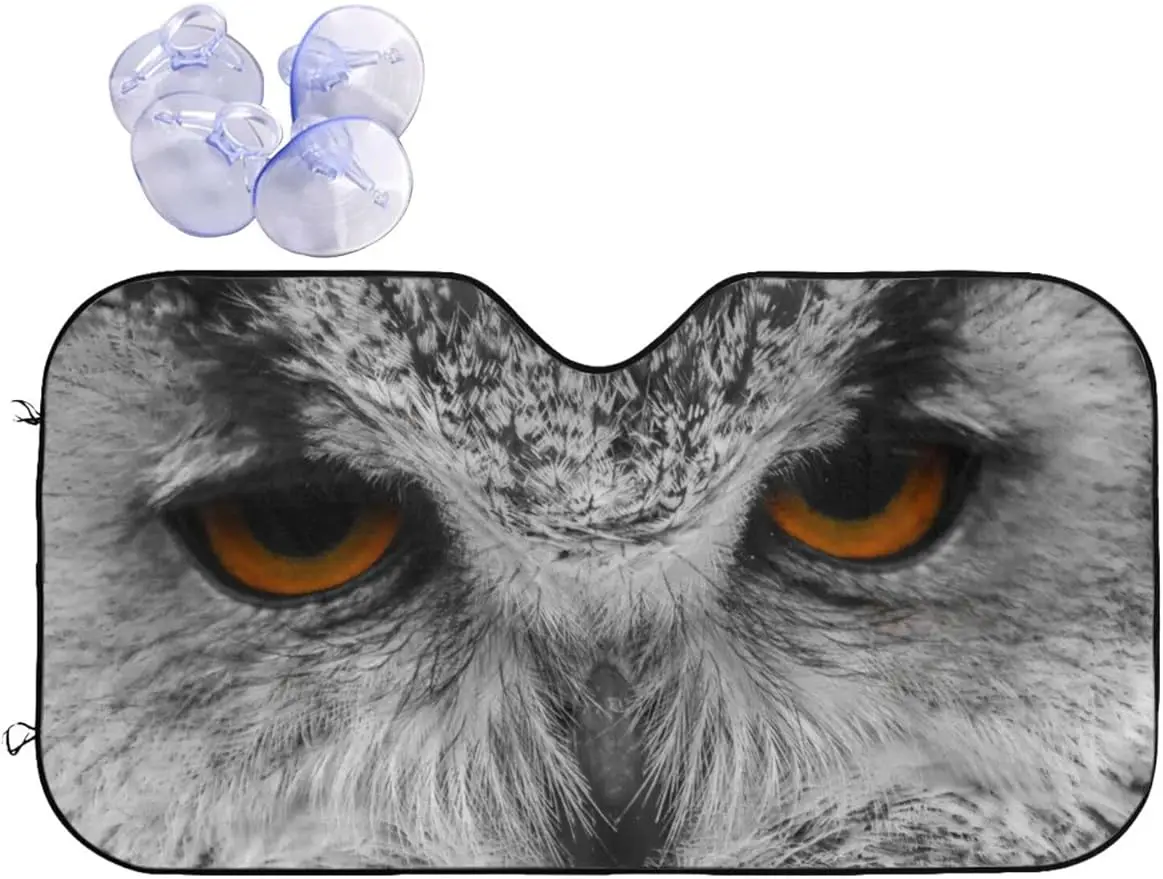 

Owl Staring Car Windshield Sun Shade Auto Sunshade for Car Truck SUV Blocks Rays Sun Visor Protector Keeps Your Vehicle Cool