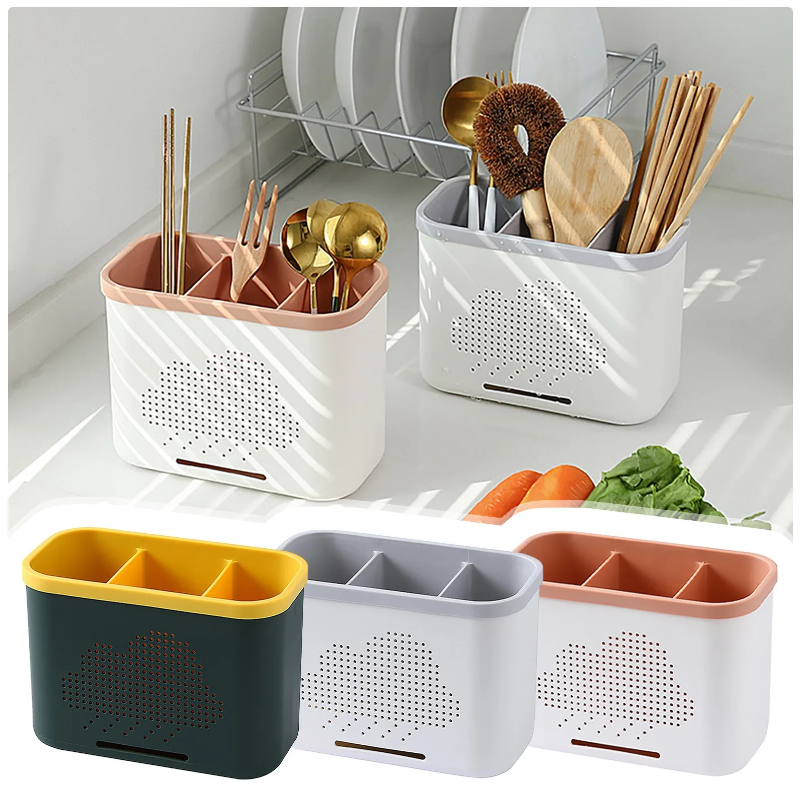 Multifunctional Storage Rack Chopsticks Double Layer Cutlery Drainer