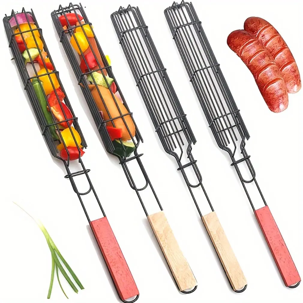 Mini Barbecue Cage BBQ Hot Dog Cage Outdoor Barbecue Basket Net BBQ Rack Stainless Steel