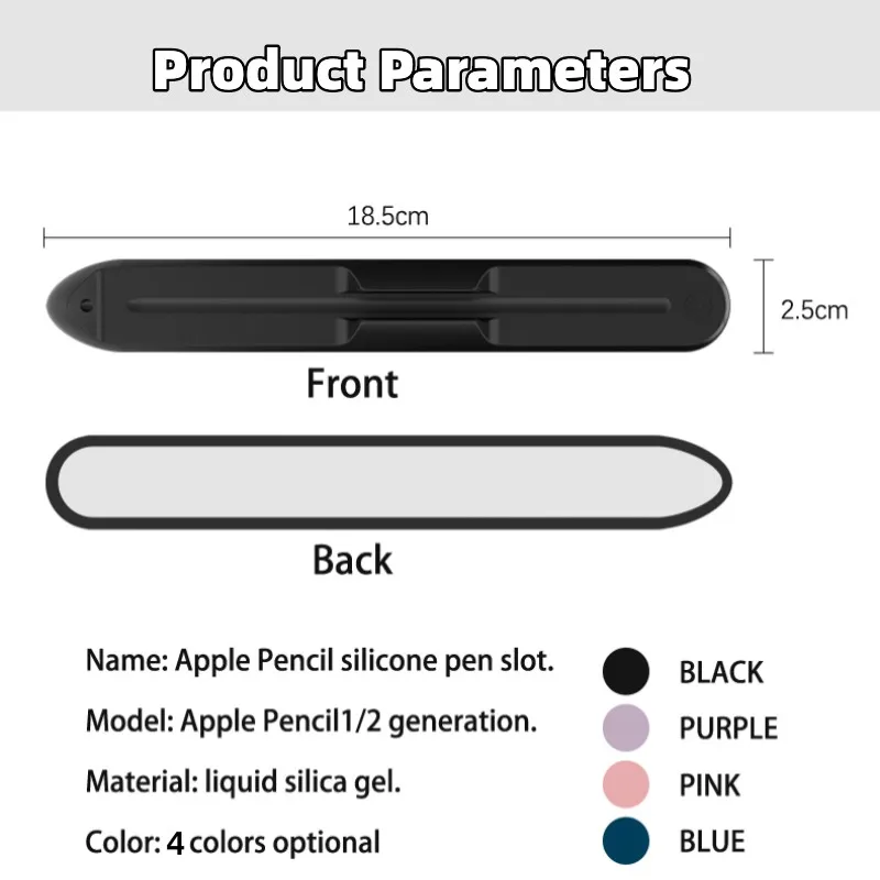 Porta-lápis Silicone para Tablet Stylus Caneta Ranhura Magnética Cor Sólida para Apple Pencil ou Geração e Samsung s6 Lite s7 s8 - Imagem 5