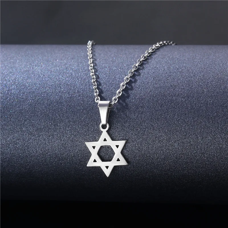 

Minimalist Vintage Star of David Necklace Stainless Steel Jewish Symbols Necklace Men's Religious Amulets Jewelry Gifts