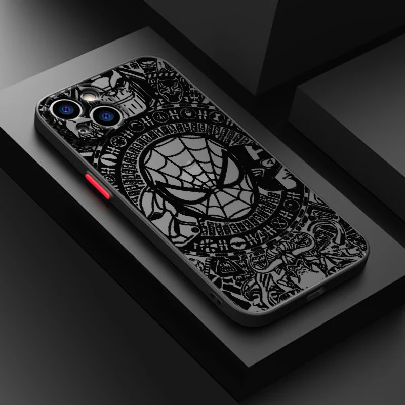 thumbnail image 1 of Funda translúcida mate Iron Man Marvel Spiderman para Apple iPhone 15 14 13 12 11 XS Mini Pro Max 8 7 XR X Plus, 1 of 5