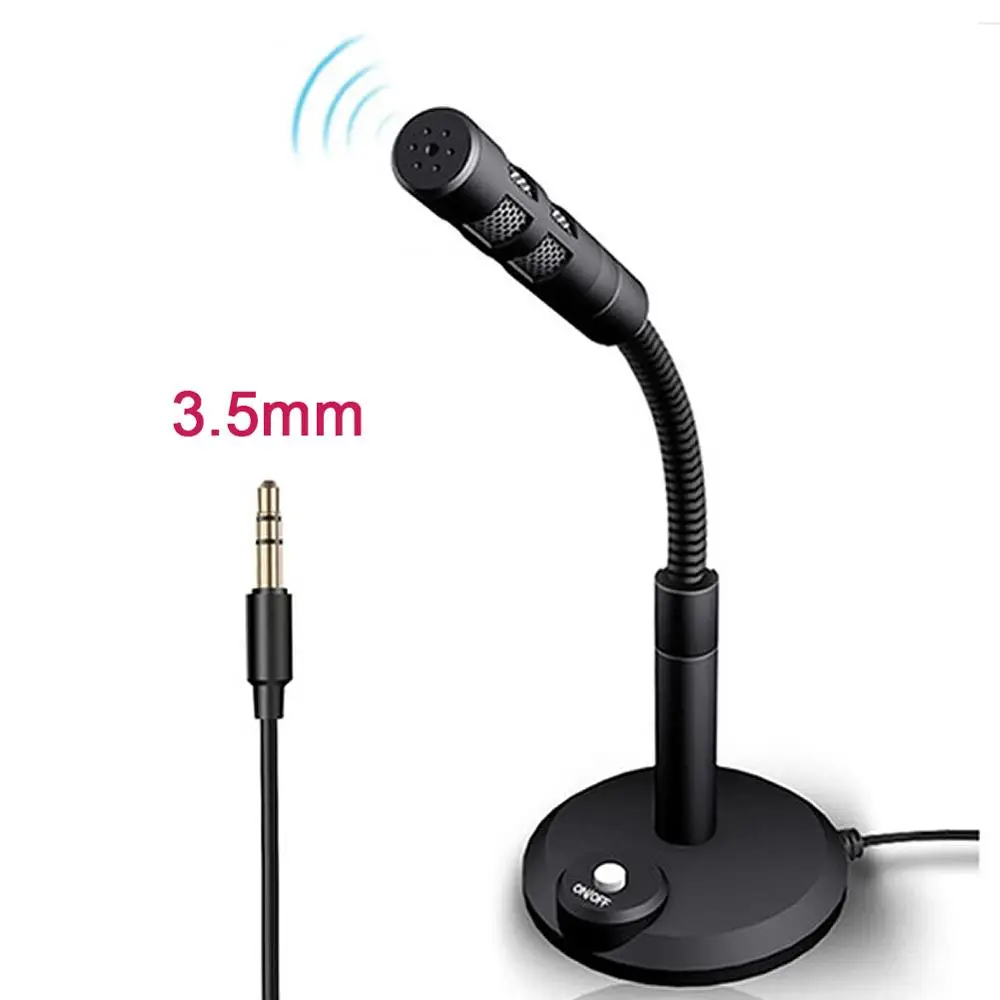 USB Desktop Microphone Mini Notebook Computer 3.5mm Microphone Studio Speech Mic Stand Holder For Pc headset with mic Microphones