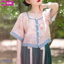 

2022 Summer New Chinese Clothing Half-arm Waist-length Tang Shirt Women Original Design Women's Chinese Style Top