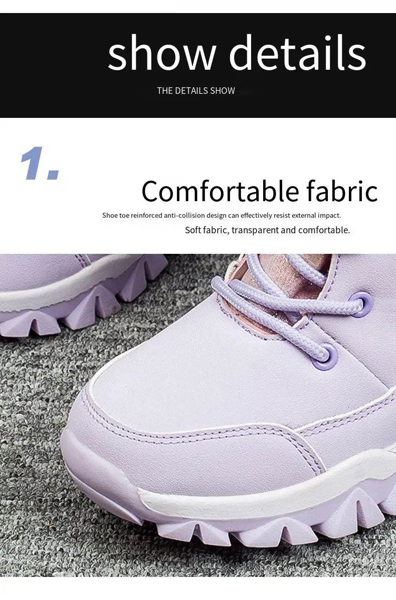 Winter childrens boots Girls plush waterproof boots Casual thermal shoes Childrens fashion sneakers  snow boots
