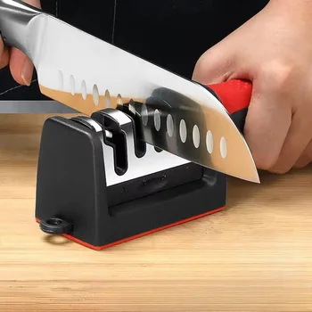 Affûteur de couteaux 3/4 en 1, système d'affûtage à trois étages pour couteaux de cuisine/ciseaux/outils, pierre à aiguiser portative 1