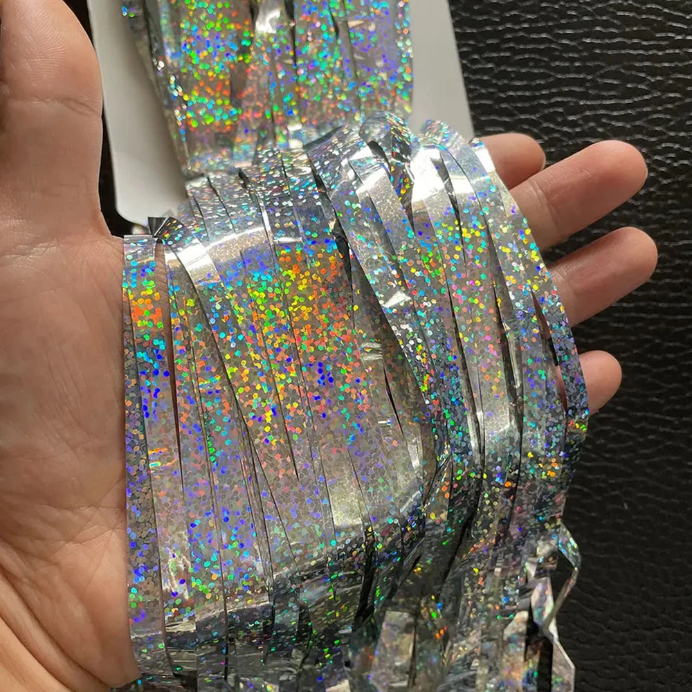 Shimmering Metallic Tinsel Foil Fringe Curtain For Party Decor 15