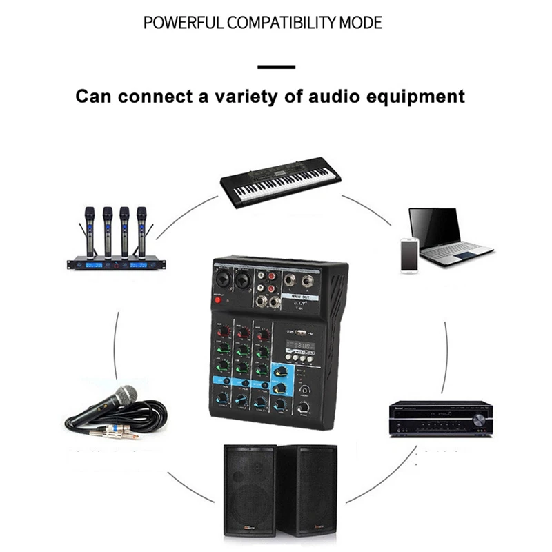 4-Way Mixer Audio Professional Sound With Card Effects Processor Pro Equipment Mixing Console Usb Portable Video Consumer audio mixer,audio processor