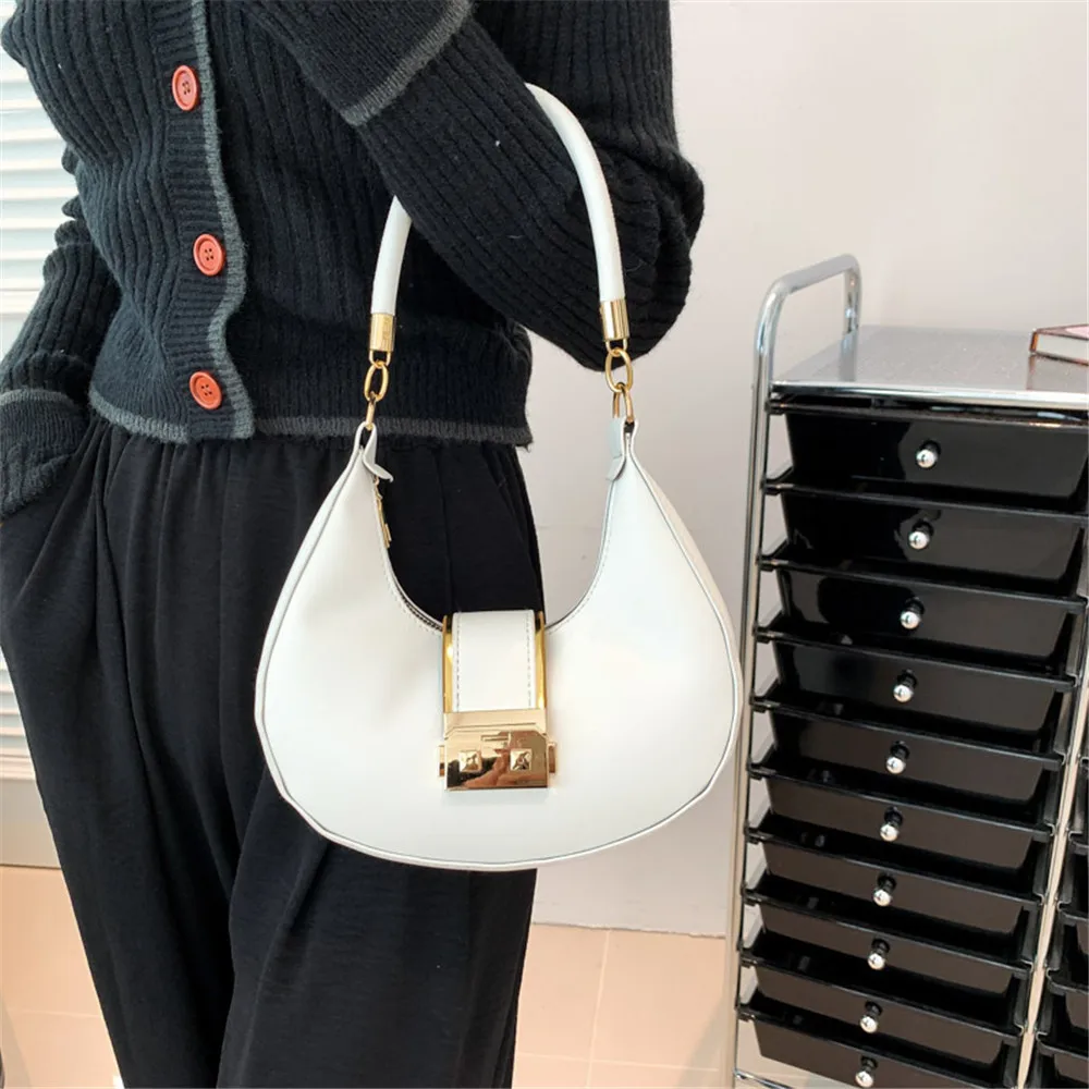 PU Solid Color Single Shoulder Women's Bag Versatile Underarm Bag